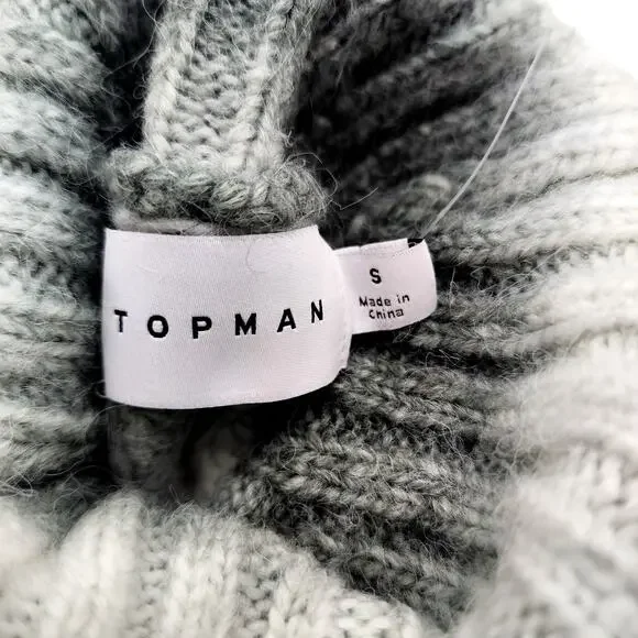 TOPMAN NWT Turtleneck Wool Blend Sweater Ombre Gray Small - Picture 8 of 10